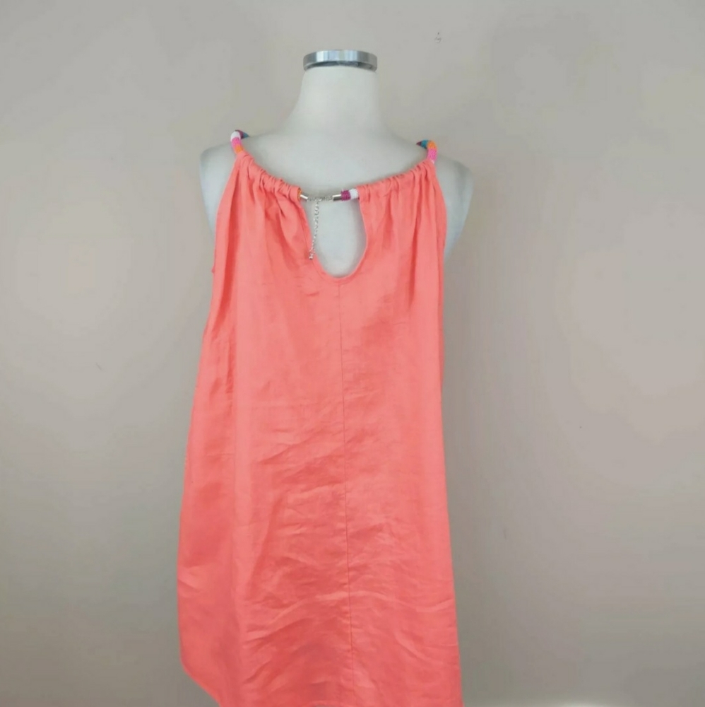 🏝 St Tropez west coral linen dress size small 🦀 - Picture 8 of 8